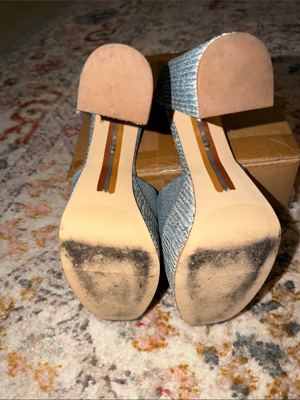 Jessica Simpson Light Blue Denim Peep-Toe Platform Sandals with Ankle Strap - Picture 4 of 5